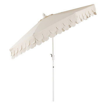Tracy 9 ft. Classic MidCentury Scalloped Fringe Market Patio Umbrella